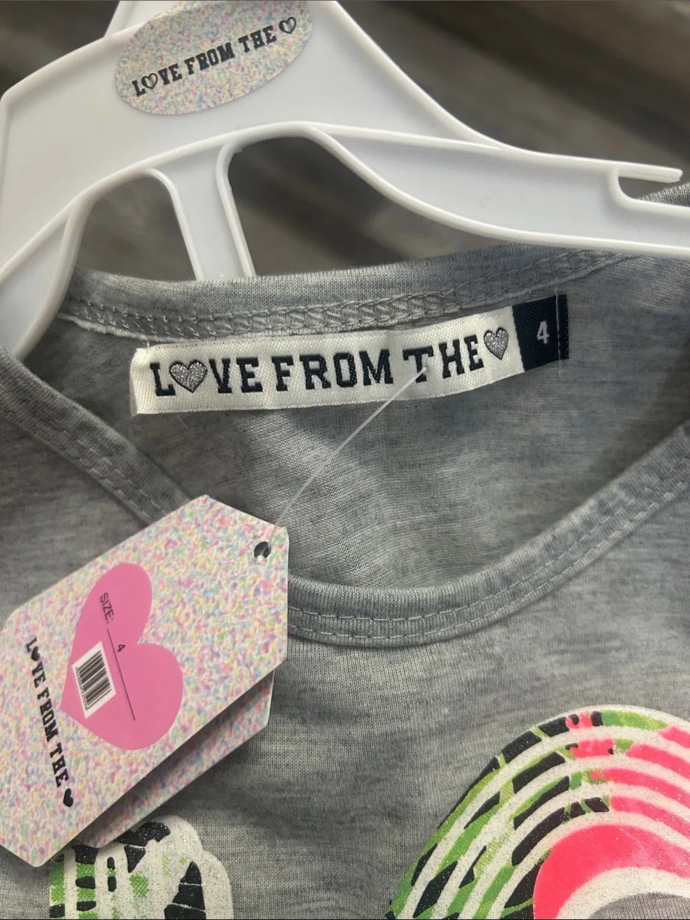 Love Graphic Gray Kids Pajama Set with Tropical Accents